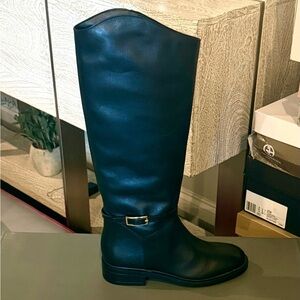 Arezzo Women’s Bota Baixo Leather Knee-High Boots| Size: 5.5B | Black NWB